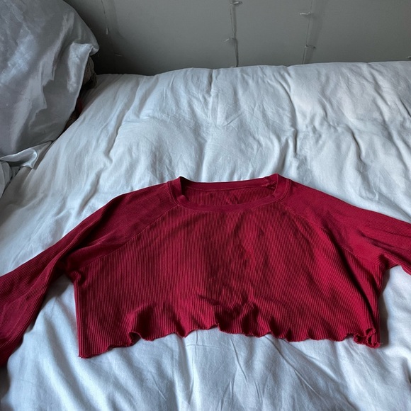 J. Galt red waffle long sleeve - Picture 1 of 3